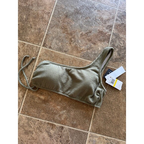 Salt + Cove One Shoulder Ribbed Bikini Top Olive Green Size Small - Picture 3 of 8
